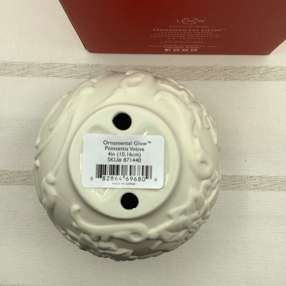 *NEW* Lenox Ornamental Glow Poinsettia Porcelain Votive Candle Holder - Picture 5 of 5